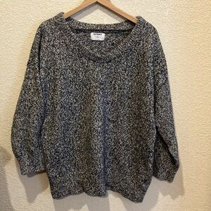 Cozy Old Navy oversized chunk crew neck cotton navy blue marled sweater XL